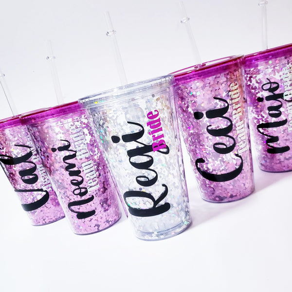 Vasos Glitter Escuadrón de la Novia