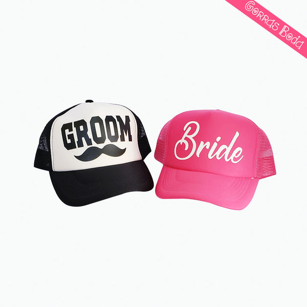 Gorras para novio y novia (boda, despedida de soltero/a)