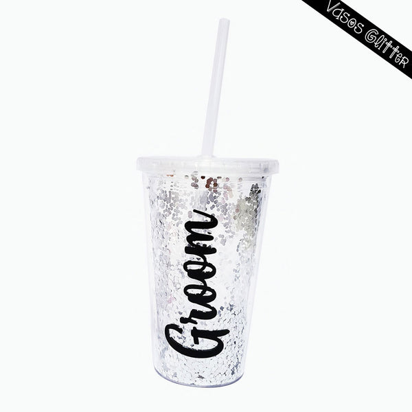 vasos glitter de doble pared con brillantina para bodas