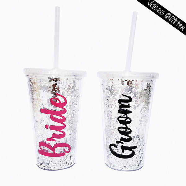 vasos glitter de doble pared con brillantina para bodas