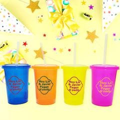 paquete vasos con popote personalizados